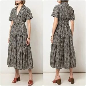 Nicholas Amina Cotton Silk Dress in Black and Off-White Size 0